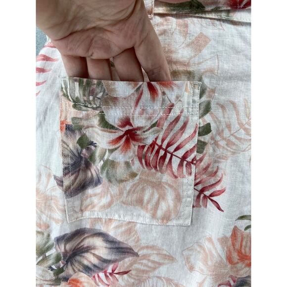 GUESS‎ Shorts Womens XL Pink Slash Pockets Belted Floral High Waist Linen Blend - Picture 8 of 12